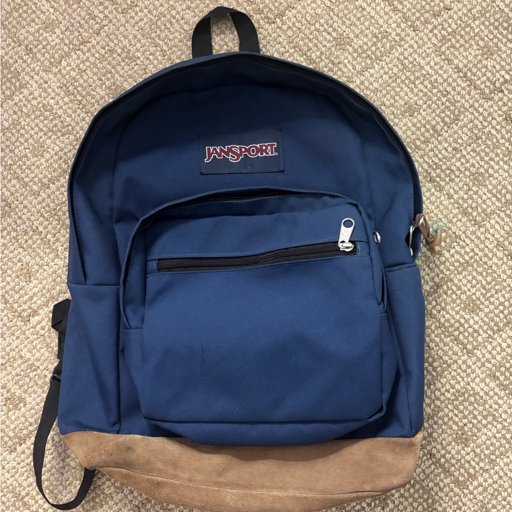 navy blue jansport backpack small stain on back but in good condition
